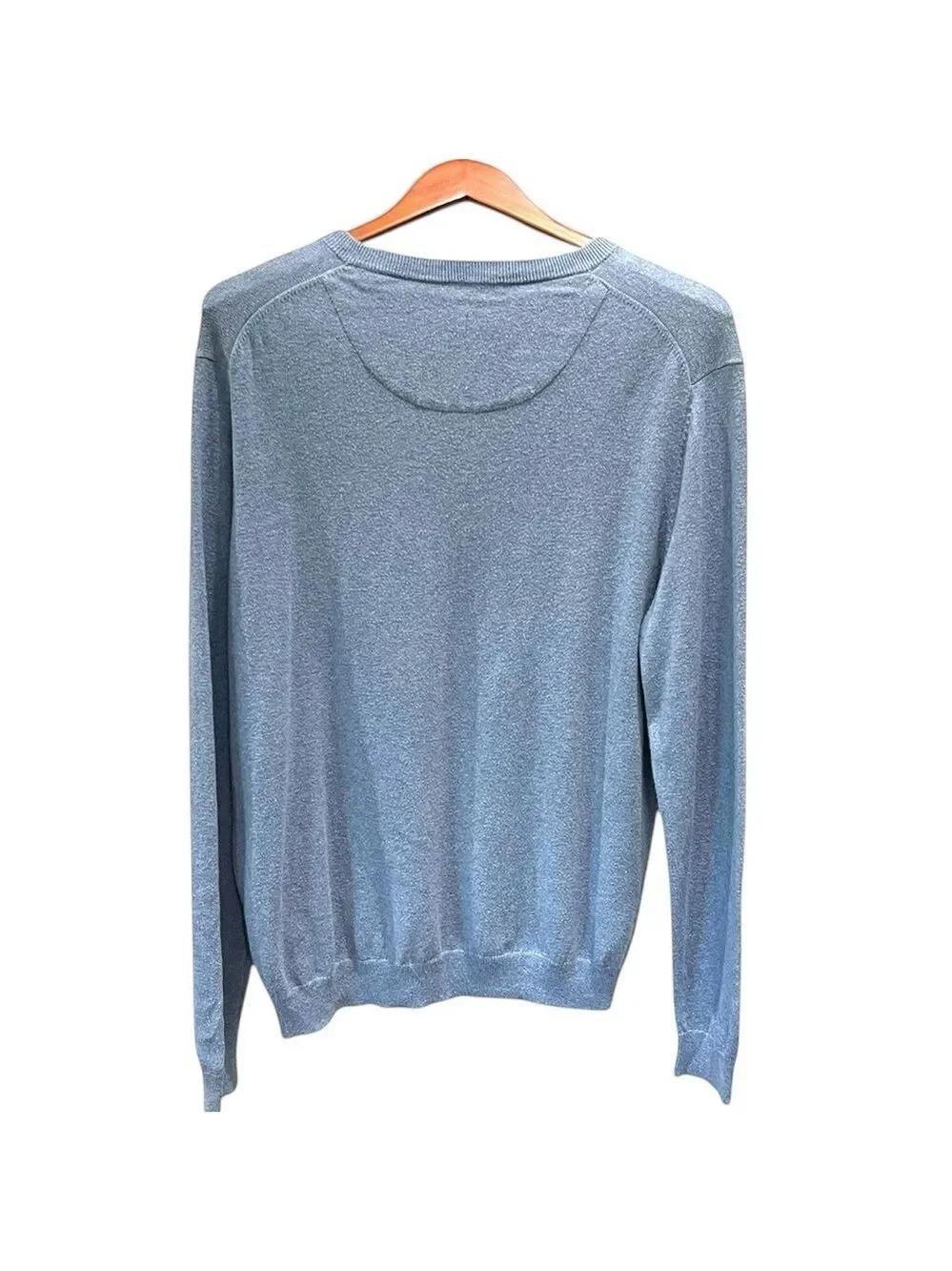 Nordstrom Men’s Shop Cotton Cashmere Vee Neck Sweater SZ L Blue